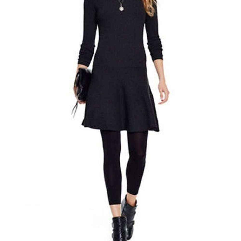 Ralph Lauren Women's Grey Ribbed Fit & Flare Sweater Dress Size M